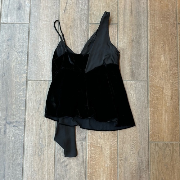NEW Parker Women’s Ronda Asymmetrical Draped Velvet Top Tank Black XS $188 - Picture 8 of 8